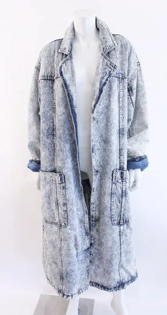 Vintage 80's Acid Wash Denim Sherpa Coat