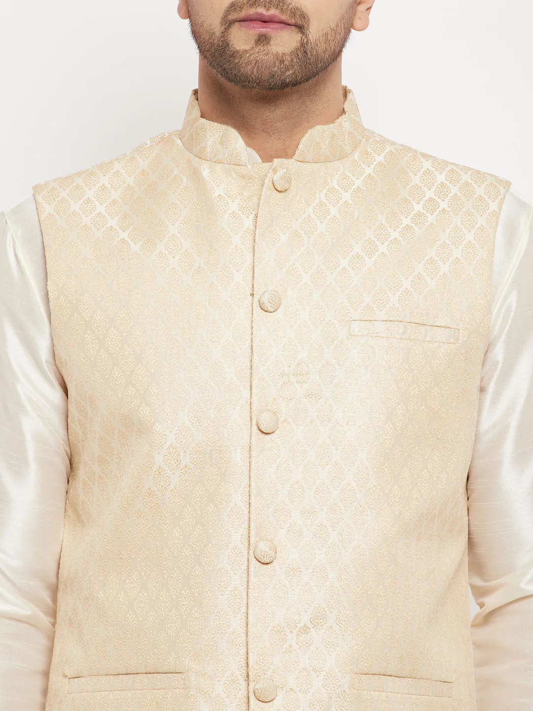 VM BY VASTRAMAY Men's Cream Silk Blend Jacket