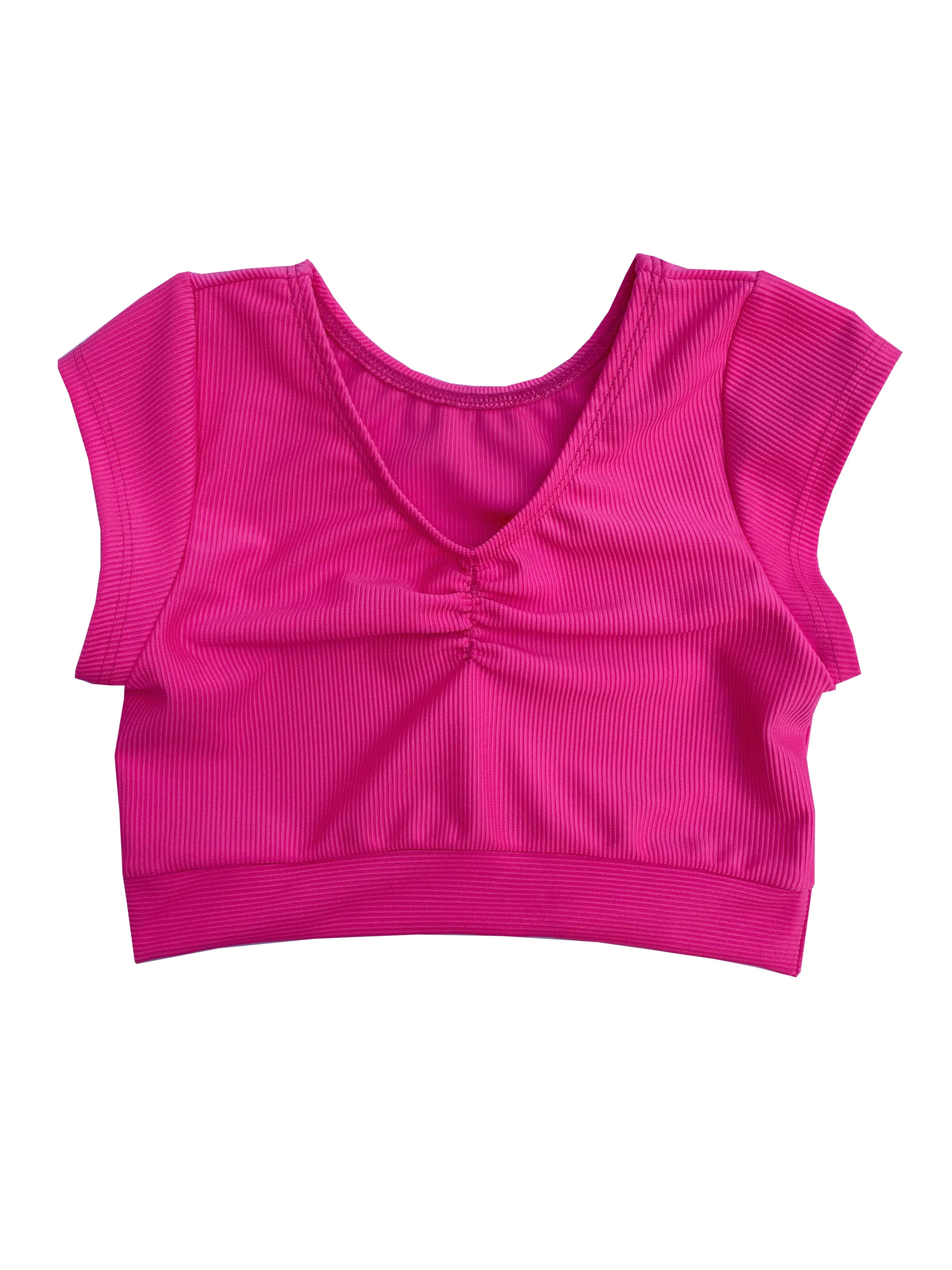 Whitney Deal Dancewear - Pink Ribbed Crop  | Dancewear for Girls: 10