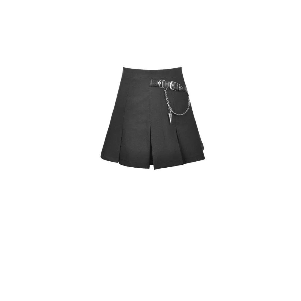 Women's Gothic Pleated Skirts With Belt