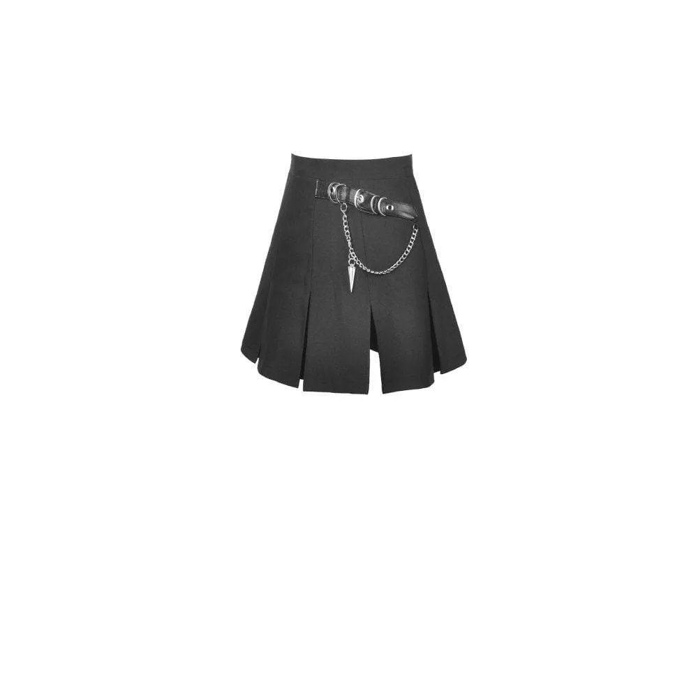 Women's Gothic Pleated Skirts With Belt