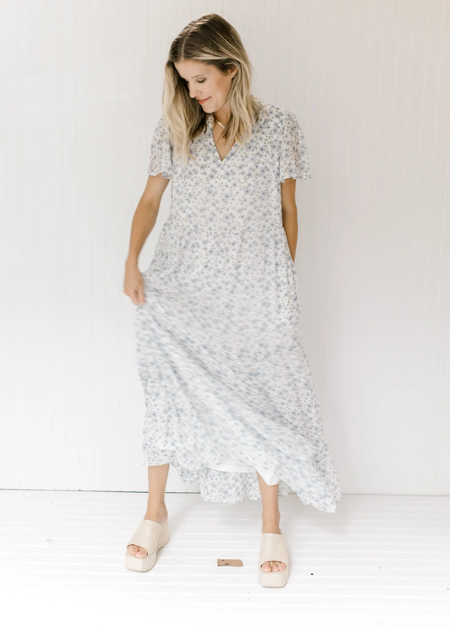 X Blue Shades Floral Maxi